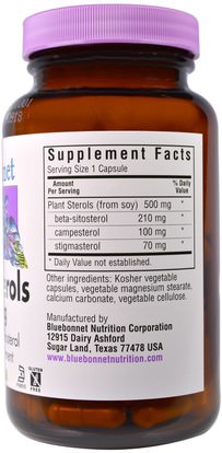 المكملات الغذائية، فيتوستيرولس Bluebonnet Nutrition, Plant Sterols, 500 mg, 90 VCaps