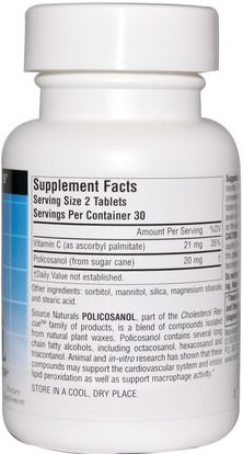المكملات الغذائية، بوليكوسانول Source Naturals, Policosanol, 10 mg, 60 Tablets