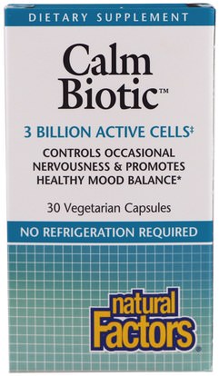 المكملات الغذائية، البروبيوتيك Natural Factors, Calm Biotic, 30 Vegetarian Capsules