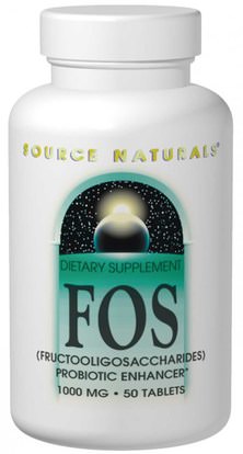 المكملات الغذائية، البروبيوتيك Source Naturals, FOS, (Fructooligosaccharides), 100 Tablets