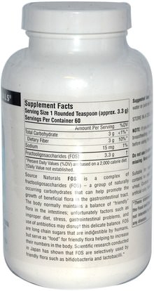 المكملات الغذائية، البروبيوتيك Source Naturals, FOS Powder, 7.05 oz (200 g)