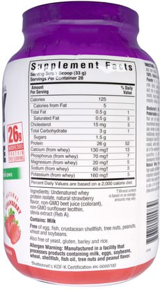 والمكملات الغذائية، والبروتين Bluebonnet Nutrition, 100% Natural, Whey Protein Isolate, Natural Strawberry, 2 lbs (924 g)
