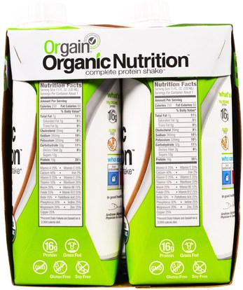 والمكملات الغذائية، والمشروبات البروتين، يهز البروتين Orgain, Organic Nutrition Complete Protein Shake, Iced Cafe Mocha, 4 Pack, 11 fl oz (330 ml)
