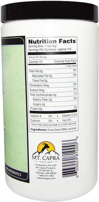 المكملات الغذائية، البروتين، بروتين حليب الماعز Mt. Capra, Capra Lactose, 1 lb (453 g)