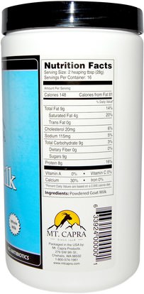المكملات الغذائية، البروتين، بروتين حليب الماعز Mt. Capra, CapraMilk, Goat Milk Powder, 1 lb (453 g)