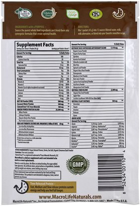 والمكملات الغذائية، والبروتين Macrolife Naturals, MacroMeal Ultimate Superfood, Chocolate Protein + Superfoods, 1.6 oz (45 g)