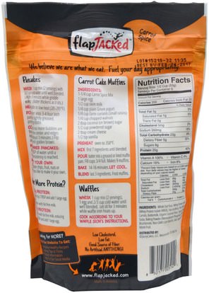 والمكملات الغذائية، والفطائر البروتين وخليط الخبز، والطعام، فطيرة والهراء مزيج FlapJacked, Protein Pancake and Baking Mix, Carrot Spice, 12 oz (340 g)