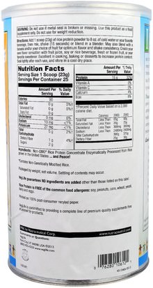 المكملات الغذائية، البروتين، بروتين الأرز VegLife, Rice Protein Pure Powder, Unflavored, 20.4 oz (580 g)