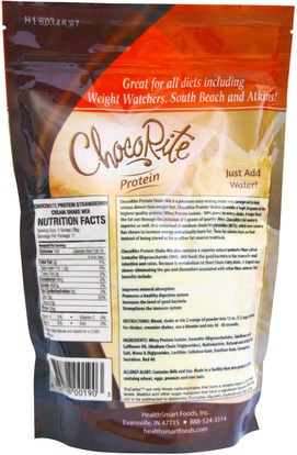 والمكملات الغذائية، يهز البروتين HealthSmart Foods, Inc., ChocoRite Protein, Strawberry Cream, 14.7 oz (418 g)