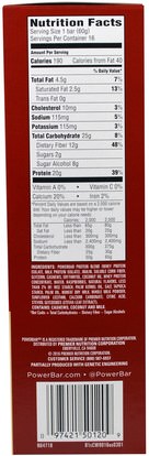 المكملات الغذائية، البروتين، بروتين الرياضة، الرياضة، بروتين أشرطة PowerBar, Clean Whey Protein Bar, White Fudge Raspberry Flavored, 16 Bars, 2.12 oz (60 g) Each