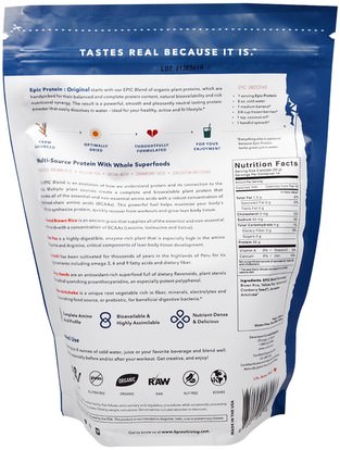 والمكملات الغذائية، والبروتين Sprout Living, Epic Plant-Based Protein Powder, Original, 1 lb (454 g)