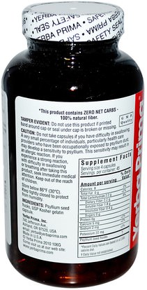 المكملات الغذائية، قشر سيلليوم، كبسولات سيلليوم قشر Yerba Prima, Psyllium Husks Caps, 625 mg, 180 Capsules