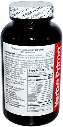 المكملات الغذائية، قشر سيلليوم، كبسولات سيلليوم قشر Yerba Prima, Psyllium Husks Veg Caps, 625 mg, 180 Capsules