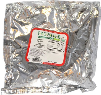 المكملات الغذائية، قشر سيلليوم، مسحوق قشر سيلليوم Frontier Natural Products, Organic Powdered Psyllium Husk, 16 oz (453 g)
