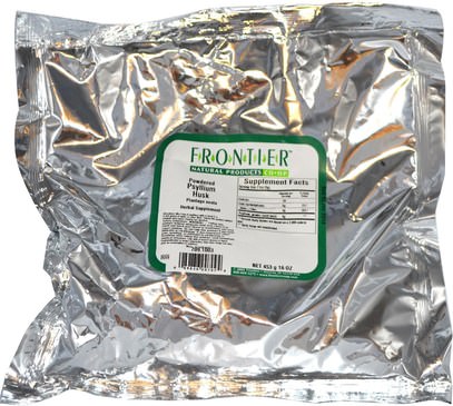 المكملات الغذائية، قشر سيلليوم، مسحوق قشر سيلليوم Frontier Natural Products, Powdered Psyllium Husk, 16 oz (453 g)