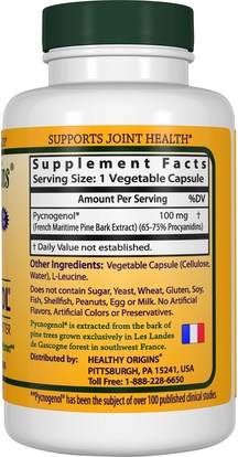 المكملات الغذائية، بيكنوغينول Healthy Origins, Pycnogenol, 100 mg, 30 Veggie Caps