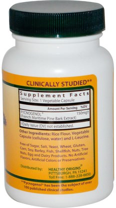 المكملات الغذائية، بيكنوغينول Healthy Origins, Pycnogenol, 150 mg, 60 Veggie Caps