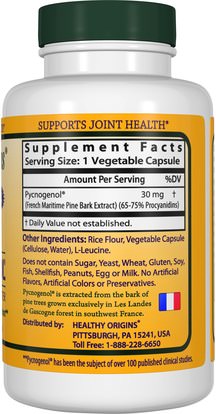 المكملات الغذائية، بيكنوغينول Healthy Origins, Pycnogenol, 30 mg, 60 Veggie Caps