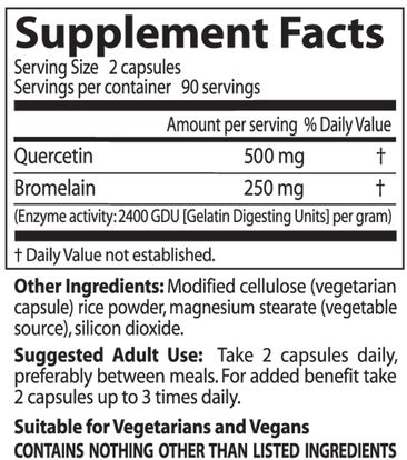 المكملات الغذائية، كيرسيتين، والإنزيمات Doctors Best, Quercetin Bromelain, 180 Veggie Caps