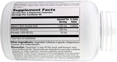 المكملات الغذائية، كيرسيتين Solaray, QBC Plex - Quercetin, Bromelain, Vitamin C Complex, 120 Veggie Caps