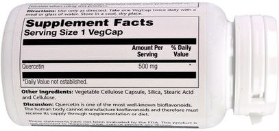 المكملات الغذائية، كيرسيتين Solaray, Quercetin, 500 mg, 90 Veggie Caps