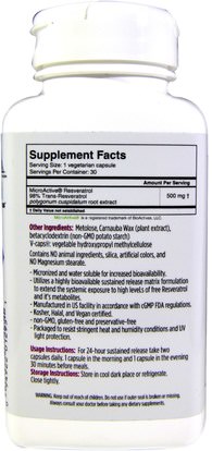 المكملات الغذائية، ريسفيراترول Biotivia, TransmaxTR, Trans-Resveratrol, 500 mg, 60 Capsules