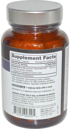 المكملات الغذائية، ريسفيراترول Quality of Life Labs, Resveratrol-SR, 150 mg, 30 Vegicaps
