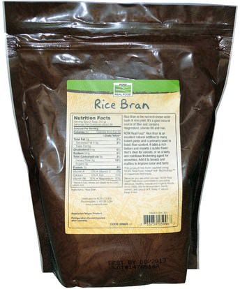 المكملات الغذائية، نخالة الأرز Now Foods, Stabilized Rice Bran, 20 oz (567 g)