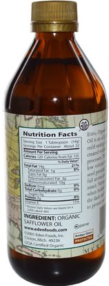 المكملات الغذائية، زيت القرطم Eden Foods, Organic Safflower Oil, Unrefined, 16 fl oz (473 ml)