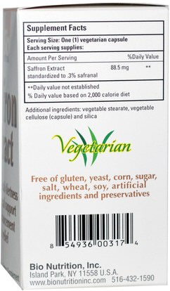 المكملات الغذائية، الزعفران Bio Nutrition, Saffron Extract, 50 Veggie Caps
