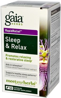 والمكملات الغذائية، والنوم Gaia Herbs, RapidRelief, Sleep & Relax, 50 Capsules
