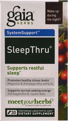 والمكملات الغذائية، والنوم Gaia Herbs, SleepThru, 30 Vegetarian Liquid Phyto-Caps