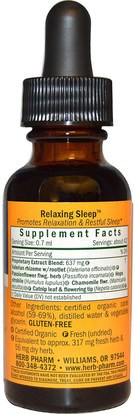والمكملات الغذائية، والنوم Herb Pharm, Relaxing Sleep, 1 fl oz (30 ml)