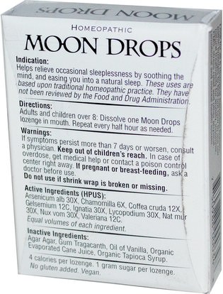 والمكملات الغذائية، والنوم Historical Remedies, Moon Drops, 30 Homeopathic Lozenges