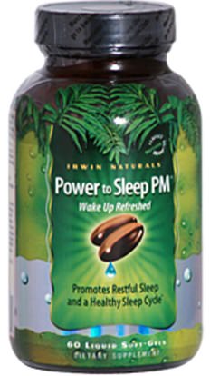 والمكملات الغذائية، والنوم، الميلاتونين Irwin Naturals, Power to Sleep PM, 60 Liquid Soft-Gels