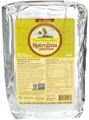 المكملات الغذائية، سبيرولينا Nutrex Hawaii, Pure Hawaiian Spirulina Pacifica, Natures Multi-Vitamin, Powder, 5 lbs (2.27 kg)