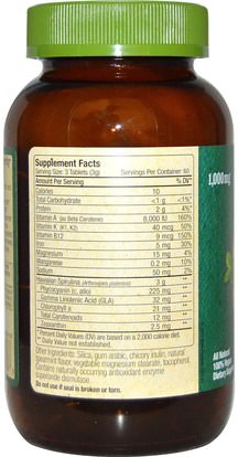 المكملات الغذائية، سبيرولينا Nutrex Hawaii, Pure Hawaiian Spirulina Pacifica, Natures Multi-Vitamin, Spearmint Flavor, 1,000 mg, 180 Tablets