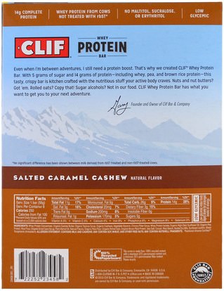 والملاحق، والرياضة، والحانات البروتين Clif Bar, Whey Protein Bar, Salted Caramel Cashew, 8 Bars, 1.98 (56 g) Each