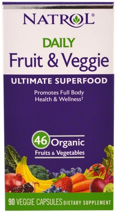 والمكملات الغذائية، والفواكه السوبر Natrol, Daily Fruit & Veggie, Ultimate Superfood, 90 Veggie Caps