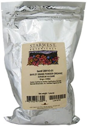 المكملات الغذائية، سوبرفوودس، العشب الشعير Starwest Botanicals, Barley Grass Powder, Organic, 1 lb (453.6 g)