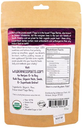 المكملات الغذائية، سوبرفوودس، مقتطفات الفاكهة، ماكي Wilderness Poets, Living Raw Foods, Maqui Berry Powder, 3.5 oz (99 g)