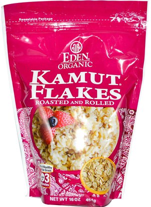 المكملات الغذائية، سوبرفوودس، كاموت Eden Foods, Organic Kamut Flakes, Roasted & Rolled, 16 oz (454 g)