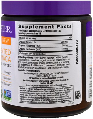 المكملات الغذائية، سوبرفوودس New Chapter, Fermented Maca Booster Powder, 2.2 oz (63 g)