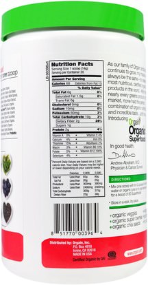 المكملات الغذائية، سوبرفوودس Orgain, Organic Superfoods, All-In-One Super Nutrition, Berry Flavor, 0.62 lbs (280 g)