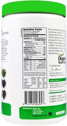 المكملات الغذائية، سوبرفوودس Orgain, Organic Superfoods, All-In-One Super Nutrition, Original Flavor, 0.62 lbs (280 g)