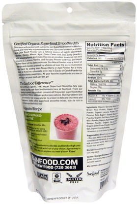 المكملات الغذائية، سوبرفوودس Sunfood, Raw Organic Superfood Smoothie Mix, 8 oz (227 g)
