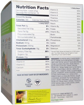 المكملات الغذائية، سوبرفوودس Vega, Vega One, All-in-One Nutritional Shake, French Vanilla, 10 Packets, 1.5 oz (41 g) Each