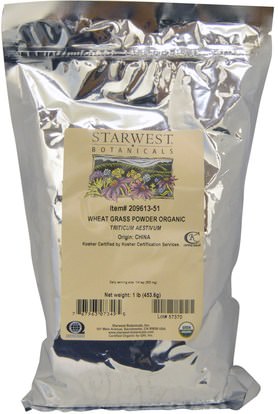 المكملات الغذائية، سوبرفوودس، عشب القمح Starwest Botanicals, Organic Wheat Grass Powder, 1 lb (453.6 g)