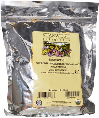 المكملات الغذائية، سوبرفوودس، عشب القمح Starwest Botanicals, Organic Wheat Grass Powder Domestic, 1 lb (453.6 g)