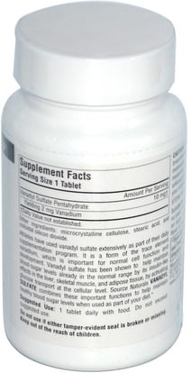 المكملات الغذائية، فاناديوم كبريتات الفاناديوم Source Naturals, Vanadyl Sulfate, 10 mg, 100 Tablets